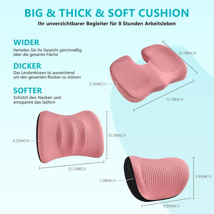 FLORICH Auto Sitzkissen und Lendenkissen Memory Foam Schreibtischstuhl Kissen Ergonomisches Sitzkiss