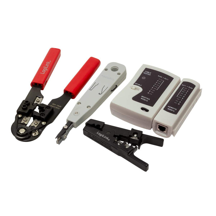 LogiLink WZ0012 5in1 Netzwerk Werkzeug Set für RJ11, RJ12, RJ45 inkl. Tasche