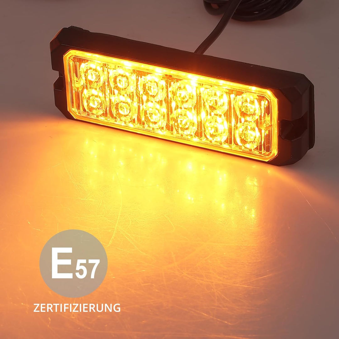 12LED Warnlicht Frontblitzer Stroboskoplicht Blinklicht Warnleuchte 12V 24V Wasserdicht IP68 Notfall