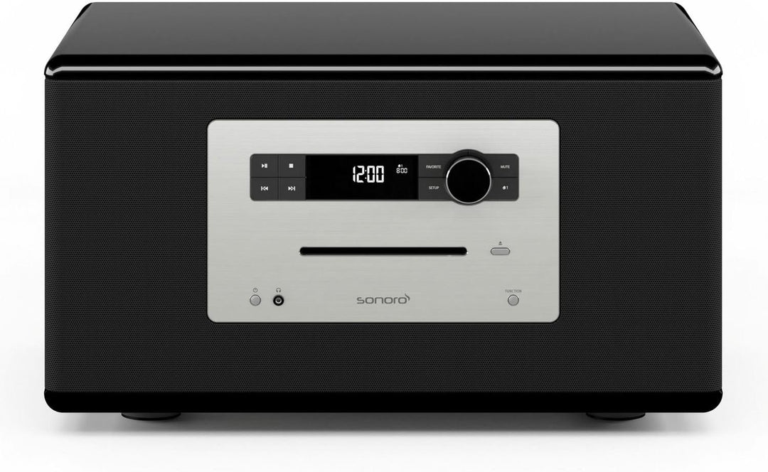 sonoro HiFi Schwarz - High End 3-Wege HiFi Stereo Musiksystem mit Bluetooth, Optischer Digitaleingan