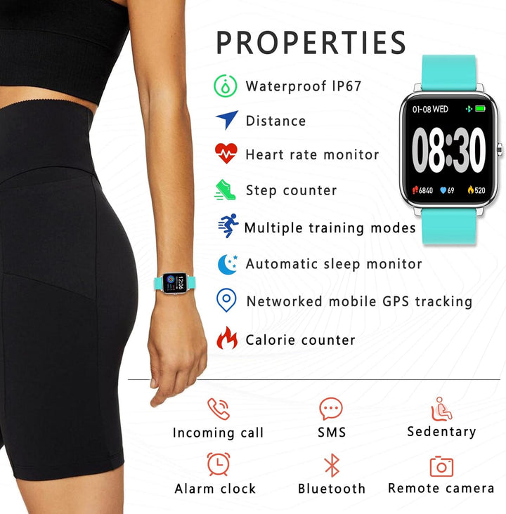 SUPBRO Smartwatch Fitness Armband Tracker 1.4" Voller Touch Screen Wasserdicht IP67 Armbanduhr Smart