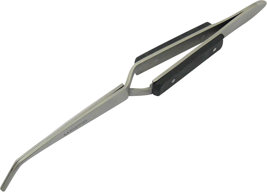 3x Lötpinzette Klemmpinzette Kreuzpinzette Technische Pinzette, gebogen, gerieft, Länge 16 cm