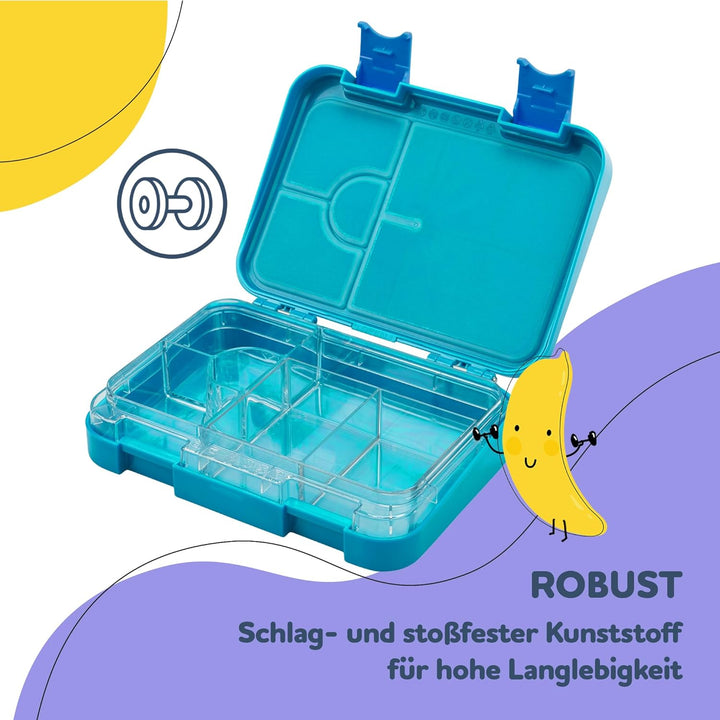 schmatzfatz Junior Brotdose Kinder mit Fächern, BPA Frei Lunchbox, Bento Box Kinder, Brotbox für Mäd