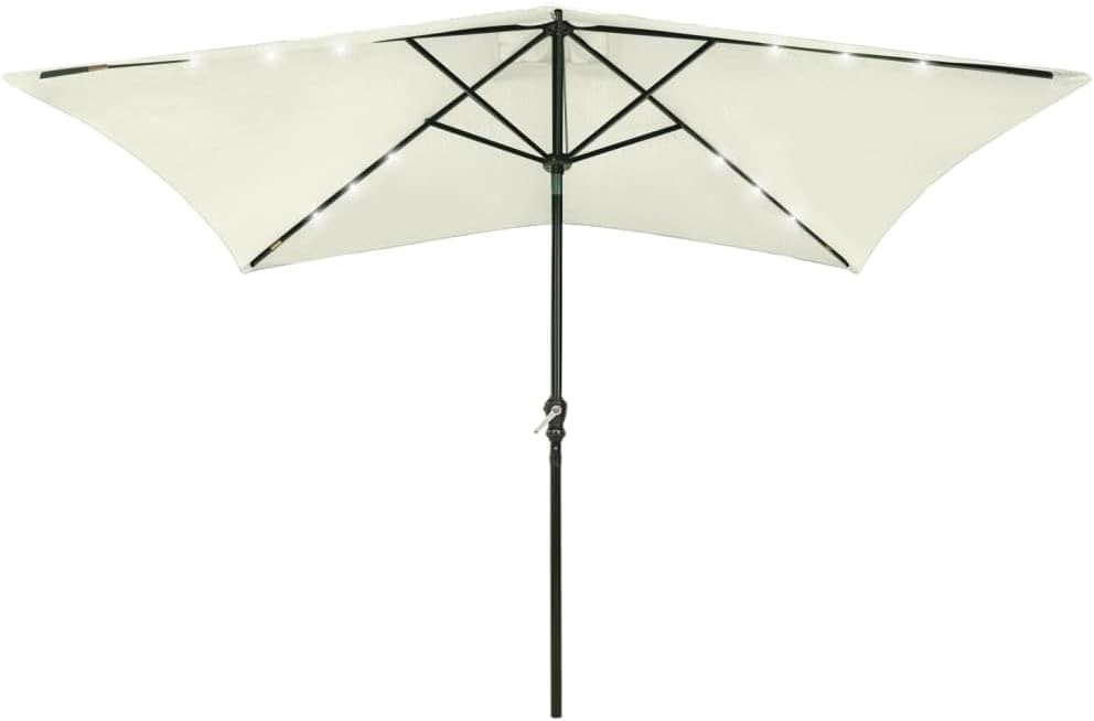 vidaXL Sonnenschirm mit LEDs Stahl-Mast Gartenschirm Marktschirm Strandschirm Schirm Sonnenschutz Ku