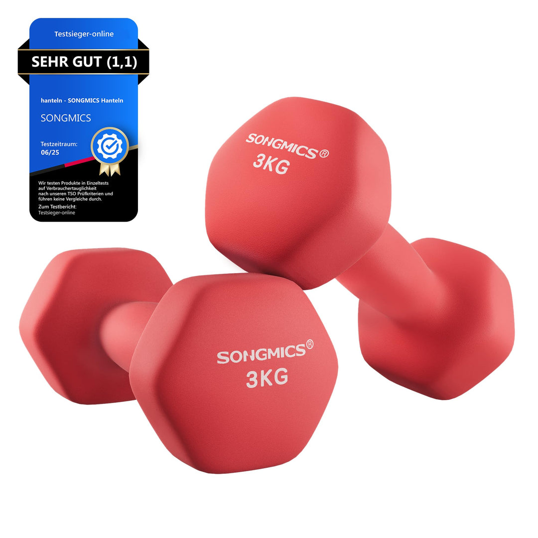 SONGMICS Hanteln, 2er Set,Hantelset, Kurzhanteln, Hexagon, Neopren-Beschichtung, Krafttraining, Work