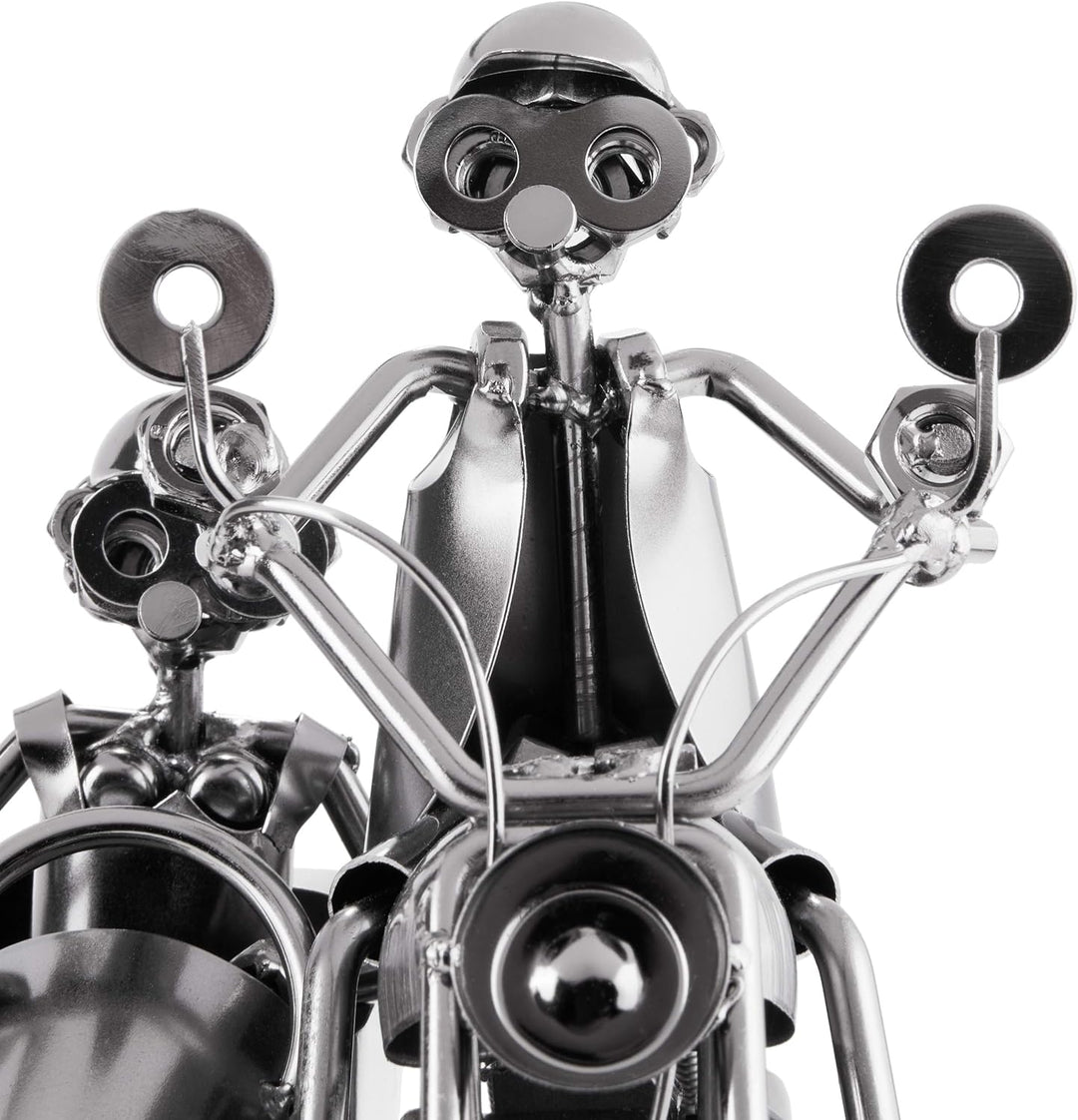 BRUBAKER Schraubenmännchen Motorrad mit Beiwagen - Handarbeit Eisenfigur Metallmännchen - 23 cm Meta