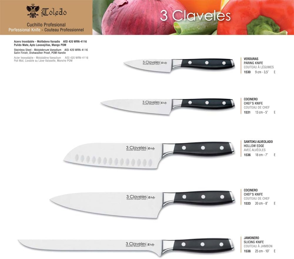 3 Claveles Toledo-Santokumesser 18 cm One Size Santoku, One Size Santoku