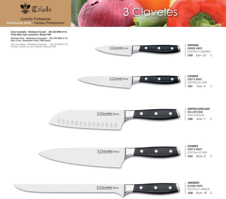 3 Claveles Toledo-Santokumesser 18 cm One Size Santoku, One Size Santoku