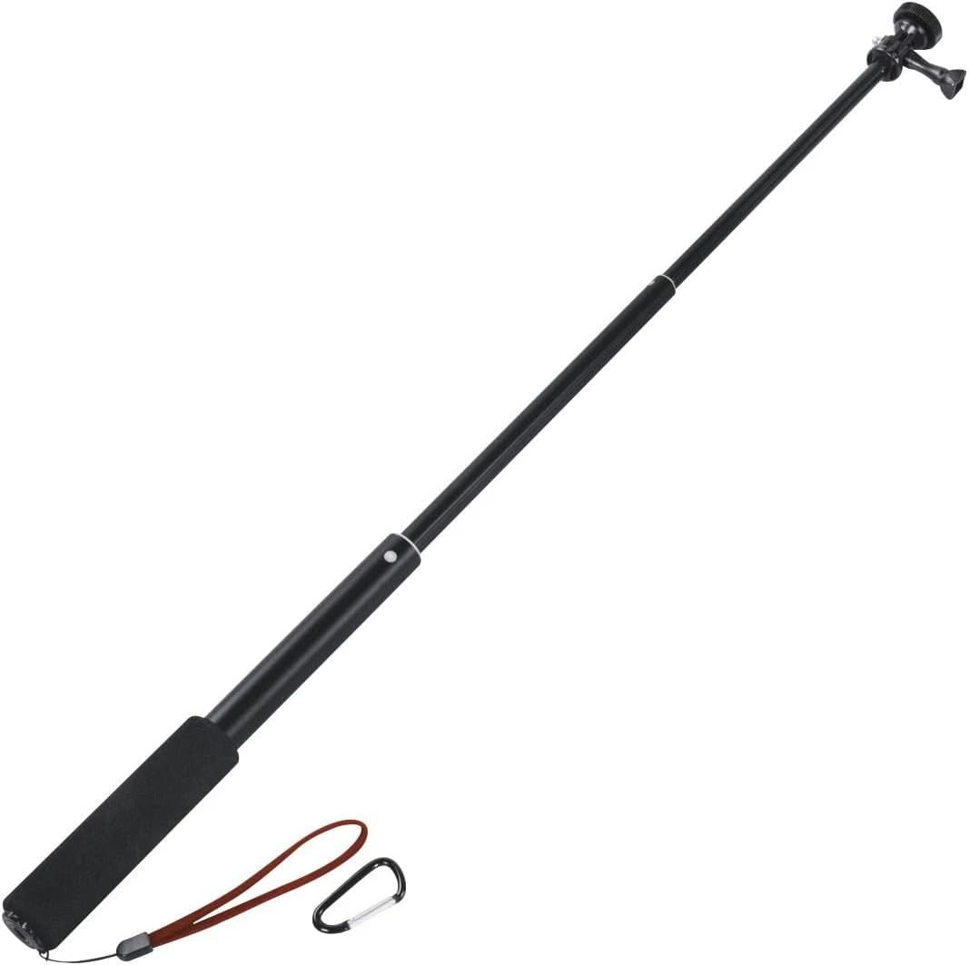 Hama Selfie-Stick, Reise-Teleskopstab mit Neiger-Stativkopf für Smartphones, Kameras und GoPro-Actio