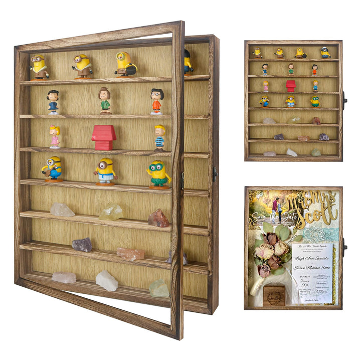 FramePro 3D Bilderrahmen 40x50 Grosse Schattenbox Vitrine Rahmen mit Glasfenstertür Erinnerungsstück