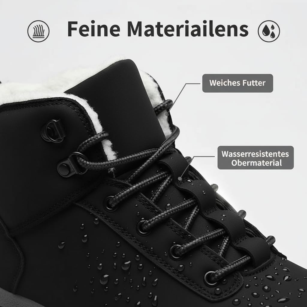 Thermo Wanderschuhe - Wasserabweichende Trekkingschuhe & Wanderschuhe mit Plüschfutter für Damen und