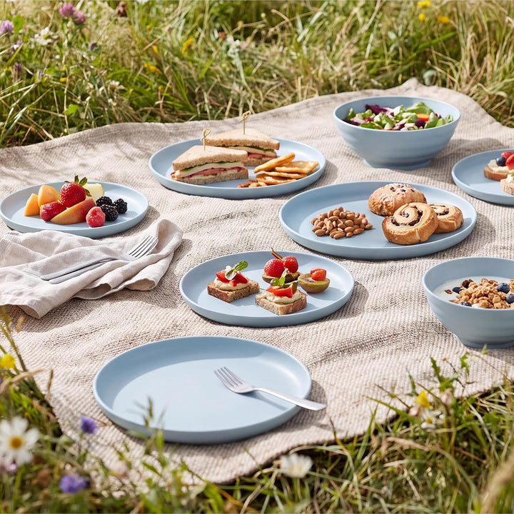 GRÄWE Linea Geschirr-Set 30-teilig, Teller &amp; Müslischalen, Hellblau Hellblau Geschirr-Set 30-teilig,