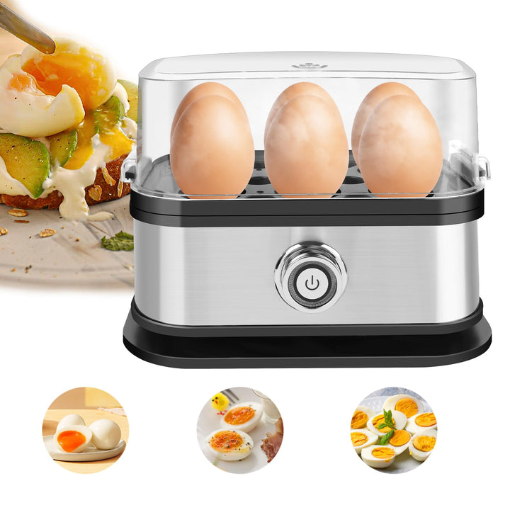 Multifunktions Eierkocher für 6 Eier, 400W Elektrischer Dampfgarer für Reis, Gemüse, Brötchen, Autom