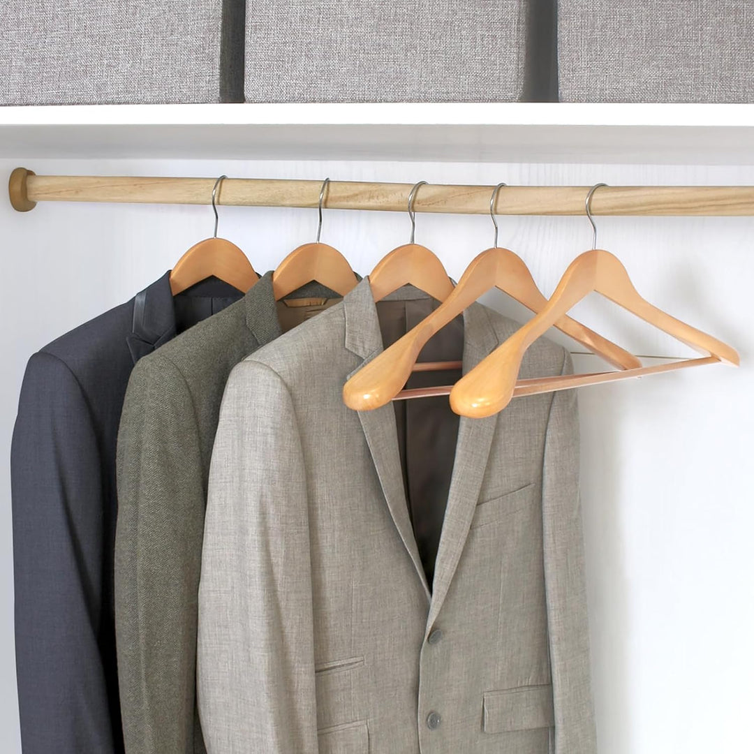 Hangerman Kleiderbügel aus natürlichem Holz, 10 Stück, Kleiderbügel aus Holz, für Jacken, Oberbeklei