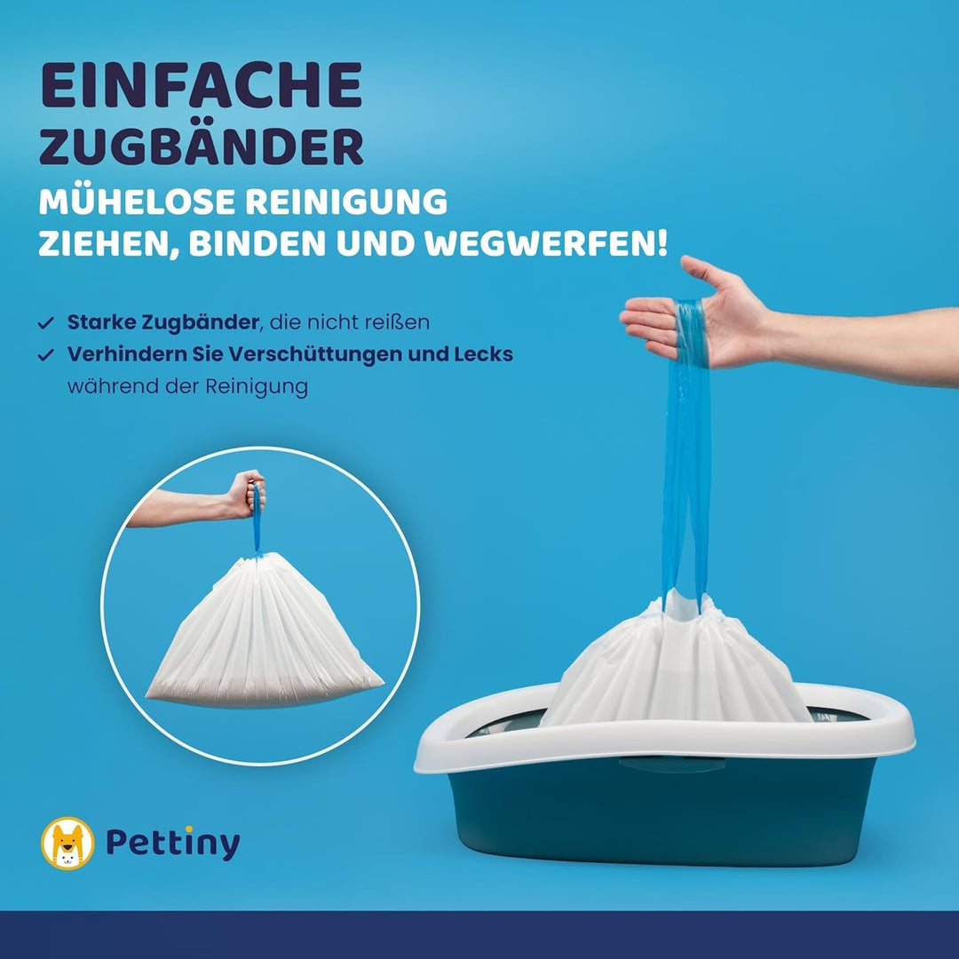 20 Katzentoilettenbeutel mit Zugbändern Kratzfeste Tüten für mittel und gross Katzenklo Original, Or