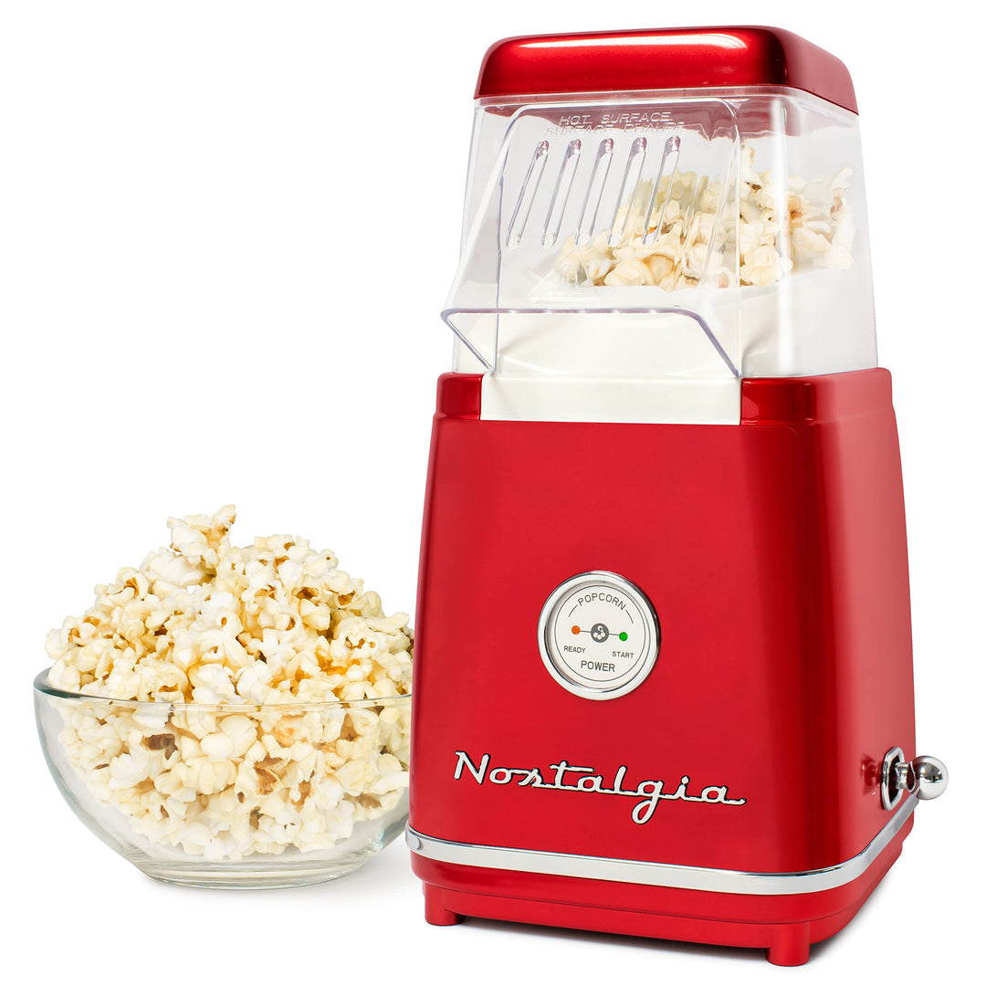Nostalgia CLHAP12 Klassischer Retro-Heissluft-Popcornbereiter für 85 Gramm Rot, Rot