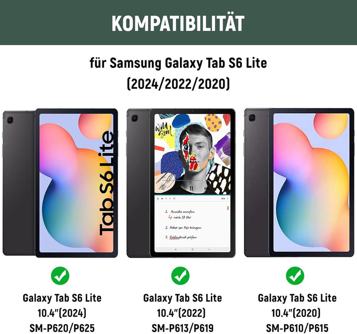 Hülle mit Tastatur für Samsung Tab S6 Lite (Deutsches QWERTZ), Galaxy Tab S6 Lite Hülle mit Pencil H
