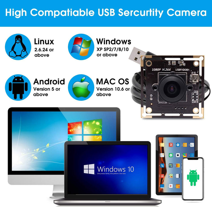 Svpro Full HD USB Kameramodul 1080P 30pfs H.264 Low Light Kamera Board mit Dual Mikrofon, 180 Grad F