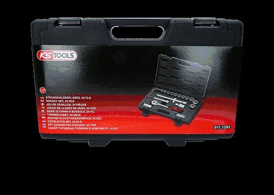 KS Tools 911.1595 1/2 Zoll 12-Kant Steckschlüssel-Satz | inklusive Umschaltknarre, 45-Zahn | matt sa