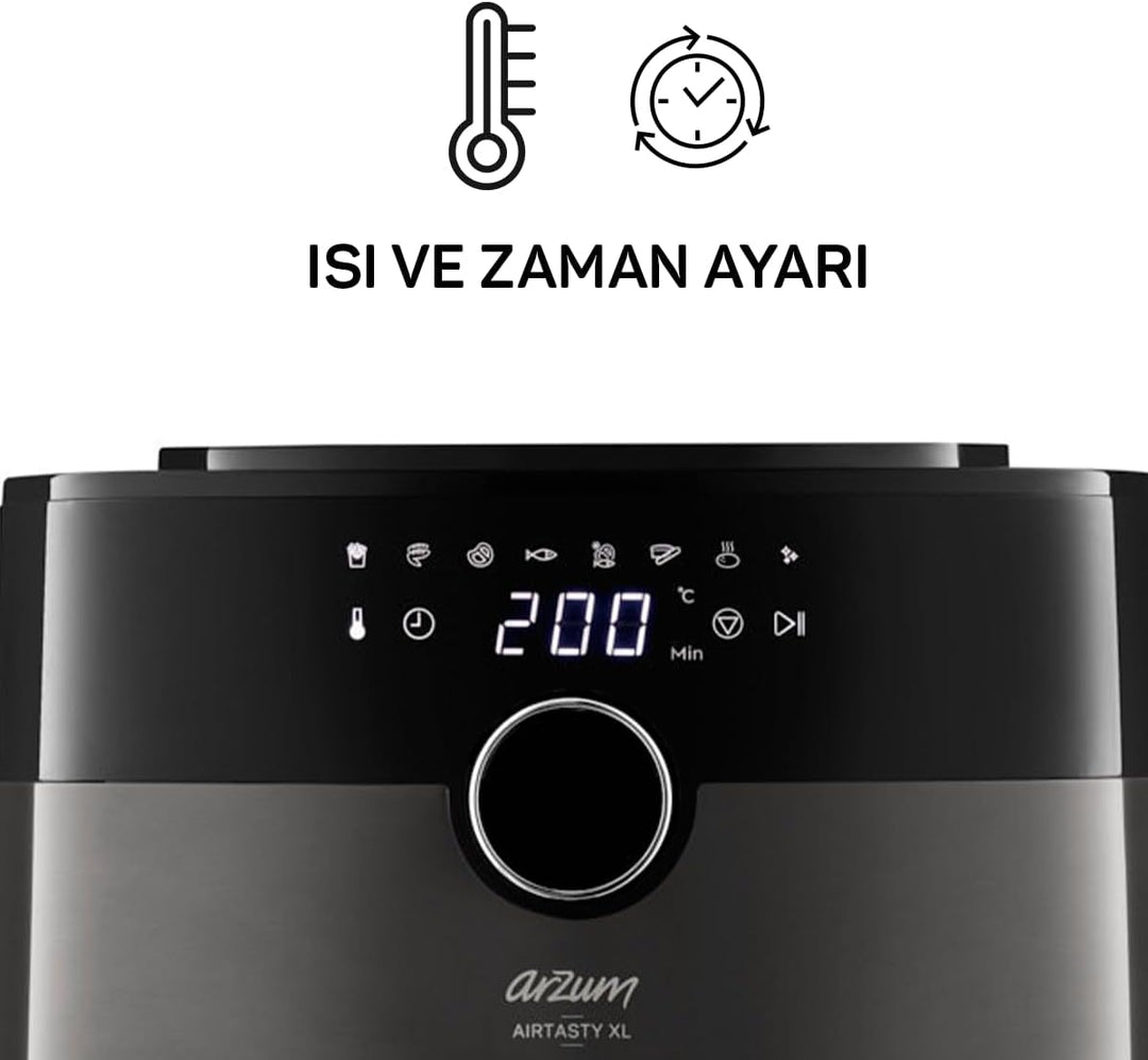 AR2074-G Arzum Airtasty Heissluftfritteuse mit XL Fassungsvermögen, ohne Öl, gesundes Frittieren, di