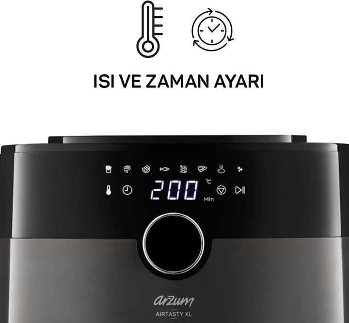 AR2074-G Arzum Airtasty Heissluftfritteuse mit XL Fassungsvermögen, ohne Öl, gesundes Frittieren, di