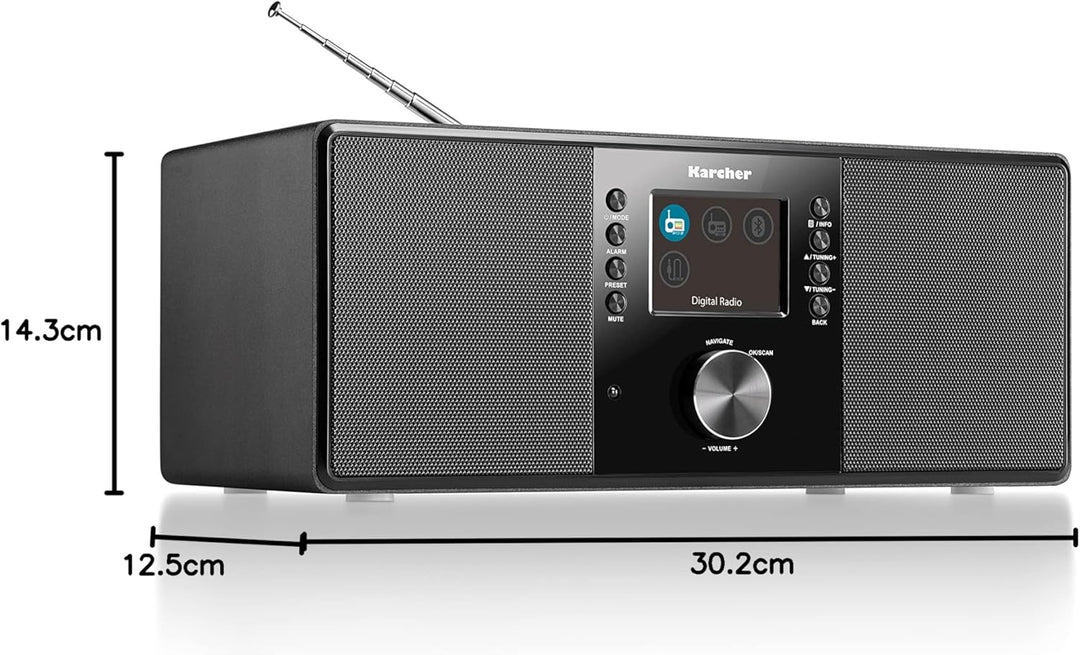 Karcher DAB 5000+ Digitalradio (DAB+ / UKW-RDS, Bluetooth, AUX-IN, Wecker mit Dual-Alarm) DAB+ / Blu