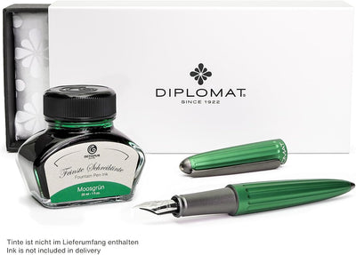 DIPLOMAT Füllfederhalter Aero Green, Exclusiv Tinte mit Edelstahlfeder und Konverter, D40317025, grü