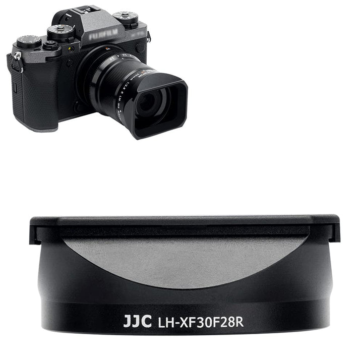 JJC Quadratische Metall-Kamera-Gegenlichtblende mit Deckel für FUJIFILM XF 30 mm f/2.8 R LM WR Makro