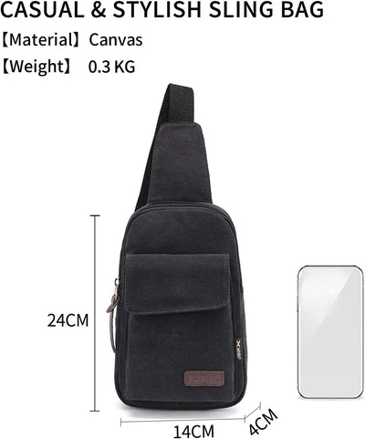 FANDARE Brusttasche Herren Schultertasche Sling Bag Rucksack 7.9 inch iPad Sling Bag Segeltuch Tasch