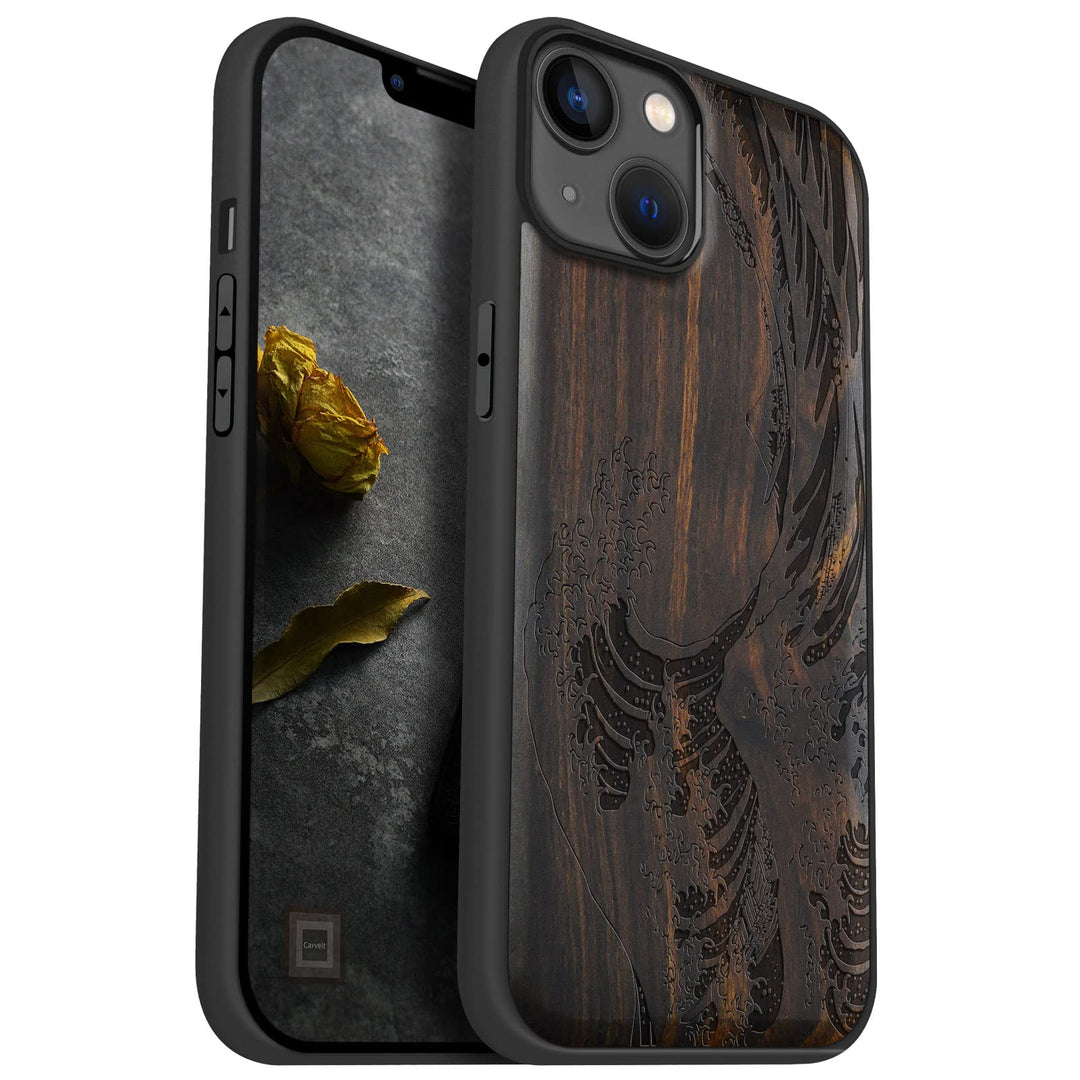 Carveit Handyhülle für iPhone 14 Plus Cover Kompatibel mit Magsafe [Holz und TPU Silikon Hybrid hüll