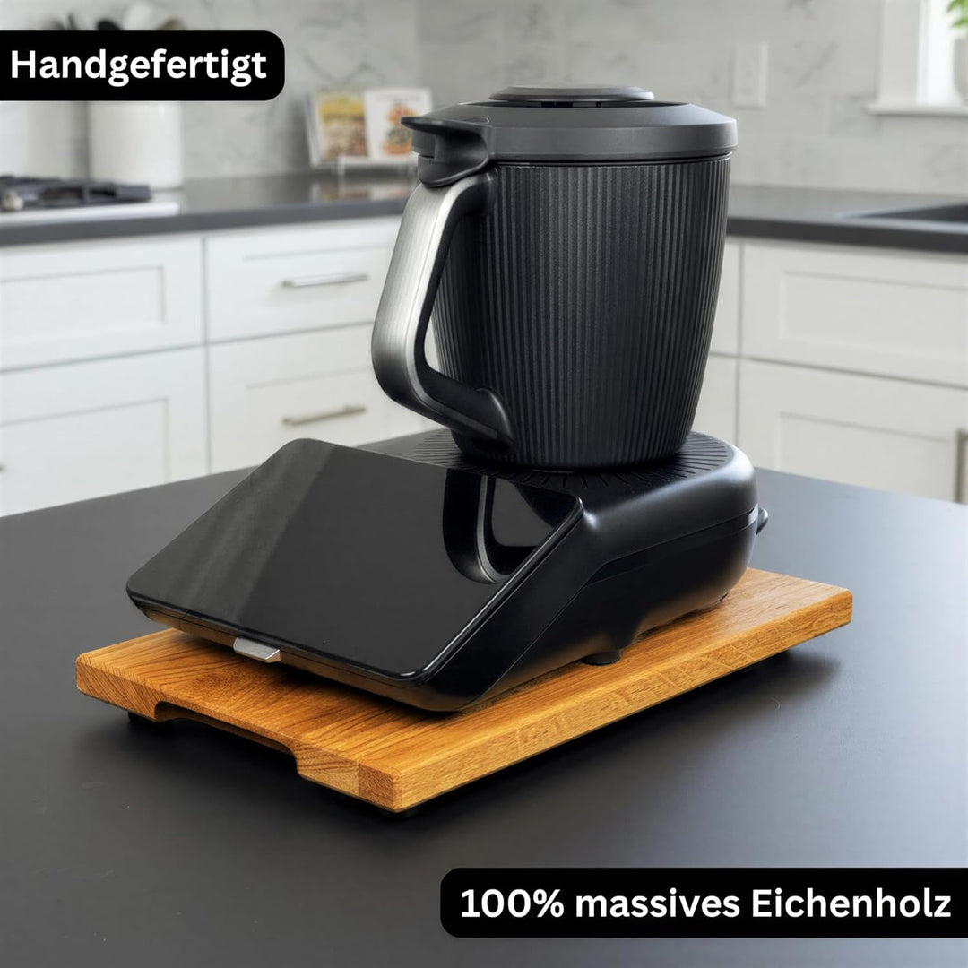 Gleitbrett TM7 aus massiver Eiche | Handgefertigtes Thermomix TM7 Gleitbrett mit Edelstahlrollen & G