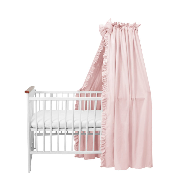 balbina Baldachin 100% Baumwolle, Deko-Set für Kinderbett, Betthimmel mit Rüsche & Schleife, Moskito