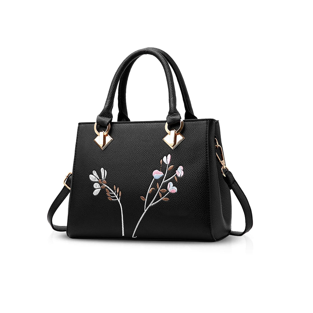 NICOLE & DORIS Retro Women Top Handle Handbags Tote Purse Shoulder Bag Crossbody Bag PU Leather Schw