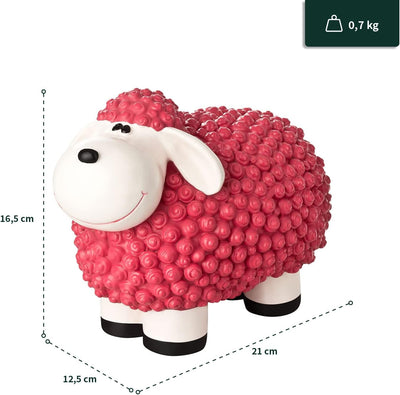 VERDOBA Mini Deko Schaf für den Garten, wetterfest - pinkes Deko-Schaf Molly - Gartenfigur Schafe Ga