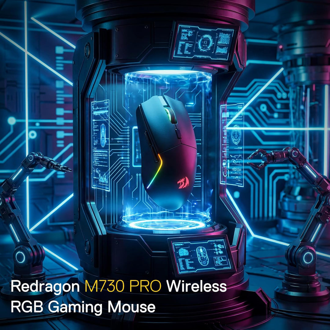 Redragon M730 Wireless Gaming Maus, 10000 DPI, 3-Verbindungsmodi, BT & 2.4G Wireless, 6 Makrotasten,