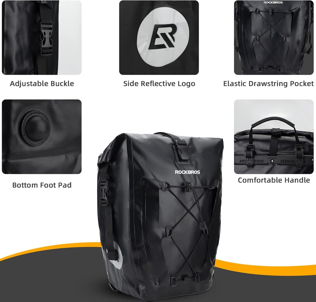 ROCKBROS Gepäckträgertasche Fahrradtasche für Gepäckträger 25L-32L 100% Wasserdicht Hinterradtaschen