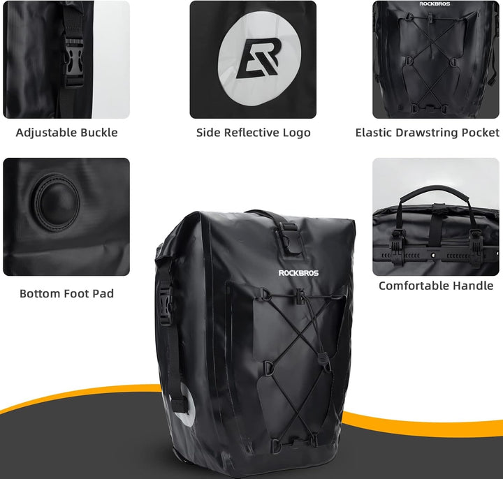 ROCKBROS Gepäckträgertasche Fahrradtasche für Gepäckträger 25L-32L 100% Wasserdicht Hinterradtaschen
