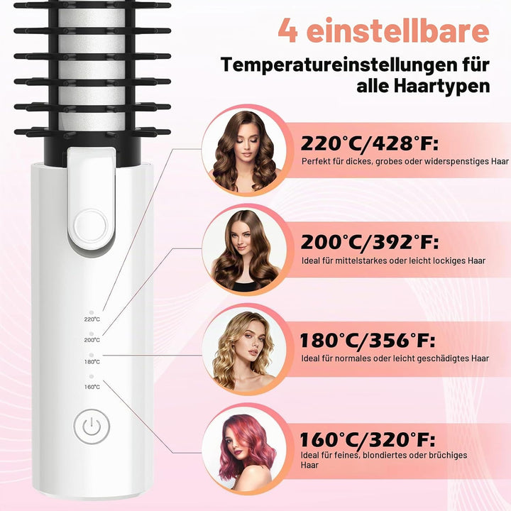 Schnurloser Lockenstab 32mm, Curling Iron mit 4 Temperaturen Tragbare Reise, 7000 mAh USB-aufladbare