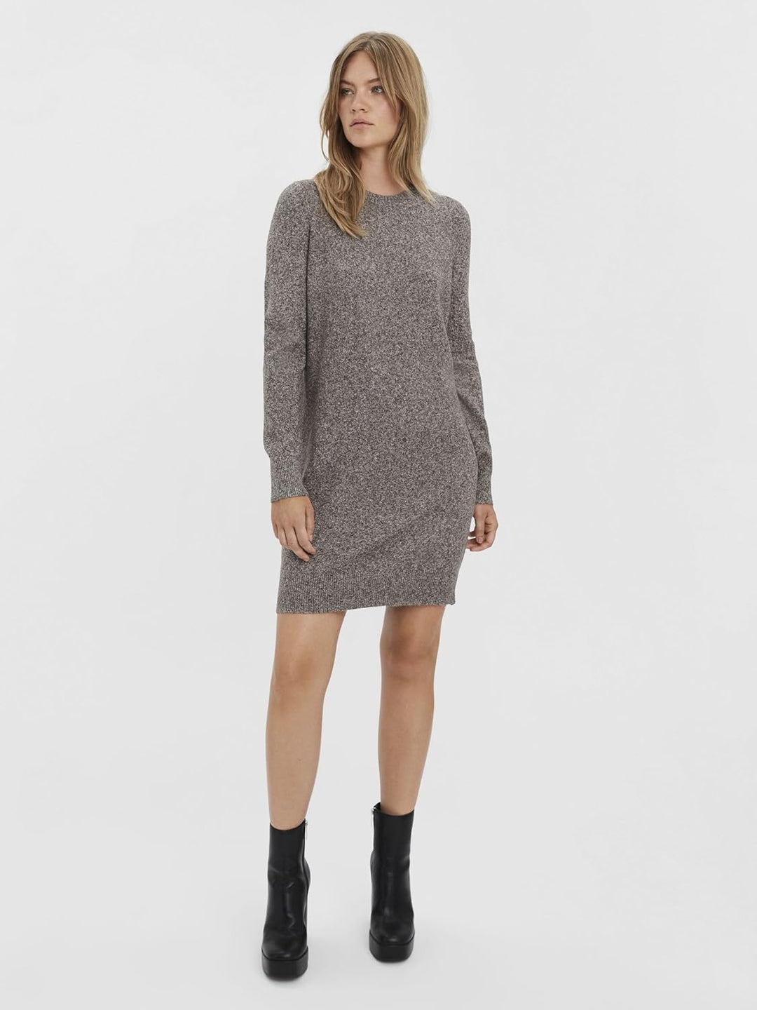 VERO MODA Damen Kleid 10215523 S Coffee Bean Melange, S Coffee Bean Melange