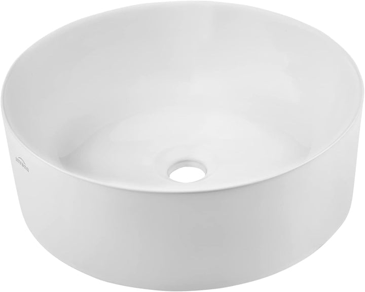 VBChome Waschbecken 41,5 cm Keramik Rund Weiss Oval Waschtisch Handwaschbecken Aufsatzwaschbecken Wa