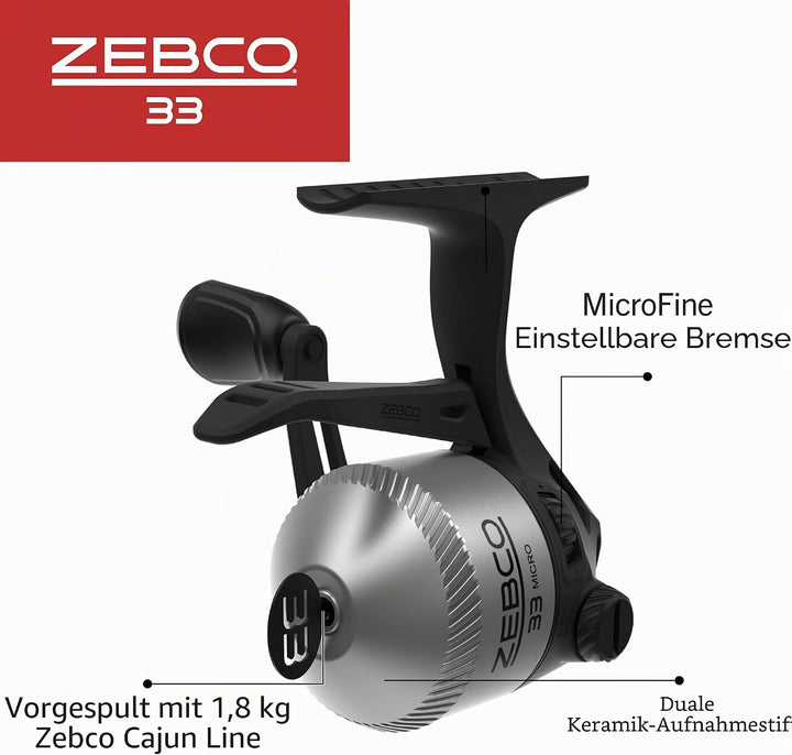 Zebco 33 Micro Spincast Angelrolle, Grösse 10 Rolle, wechselbare Rechts- oder Linkshänder-Apportieru