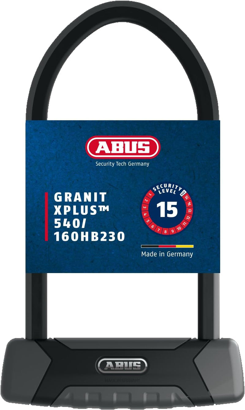 ABUS Bügelschloss Granit XPlus 540 + USH-Halterung - Fahrradschloss mit 13 mm starkem Bügel und XPlu