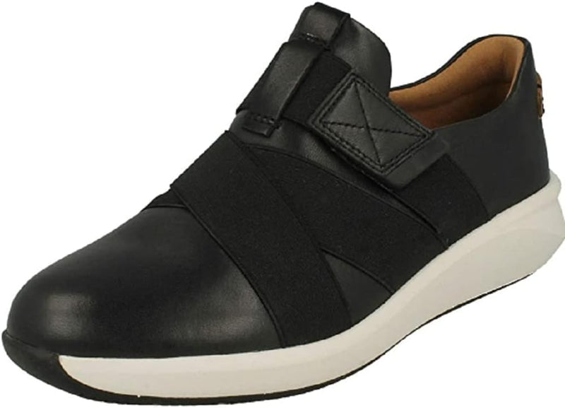 Clarks Damen Un Rio Strap Sneaker 35.5 EU Schwarzes Leder, 35.5 EU Schwarzes Leder