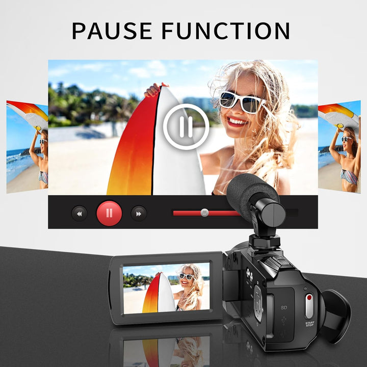 Caméscope vidéo 4K 36 MP Vlogging Caméra Pour Appareil Photo numérique YouTube 30 FPS 3,0 '' 270 ° A