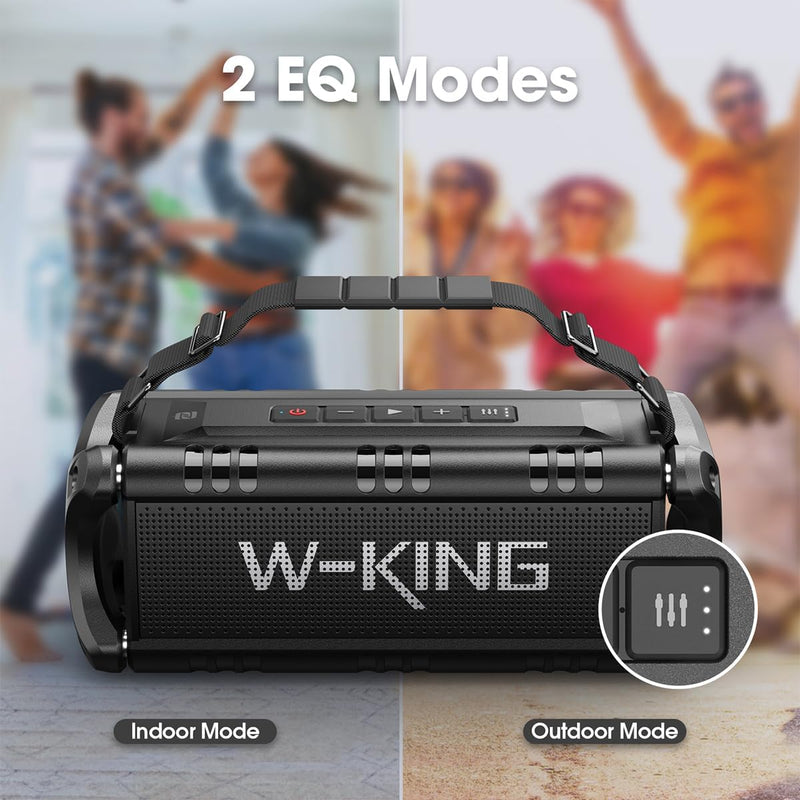 Bluetooth Lautsprecher, W-KING 50W Musikbox mit Enormer Bass/EQ/Powerbank/24H Akku/Wasserdicht IPX6