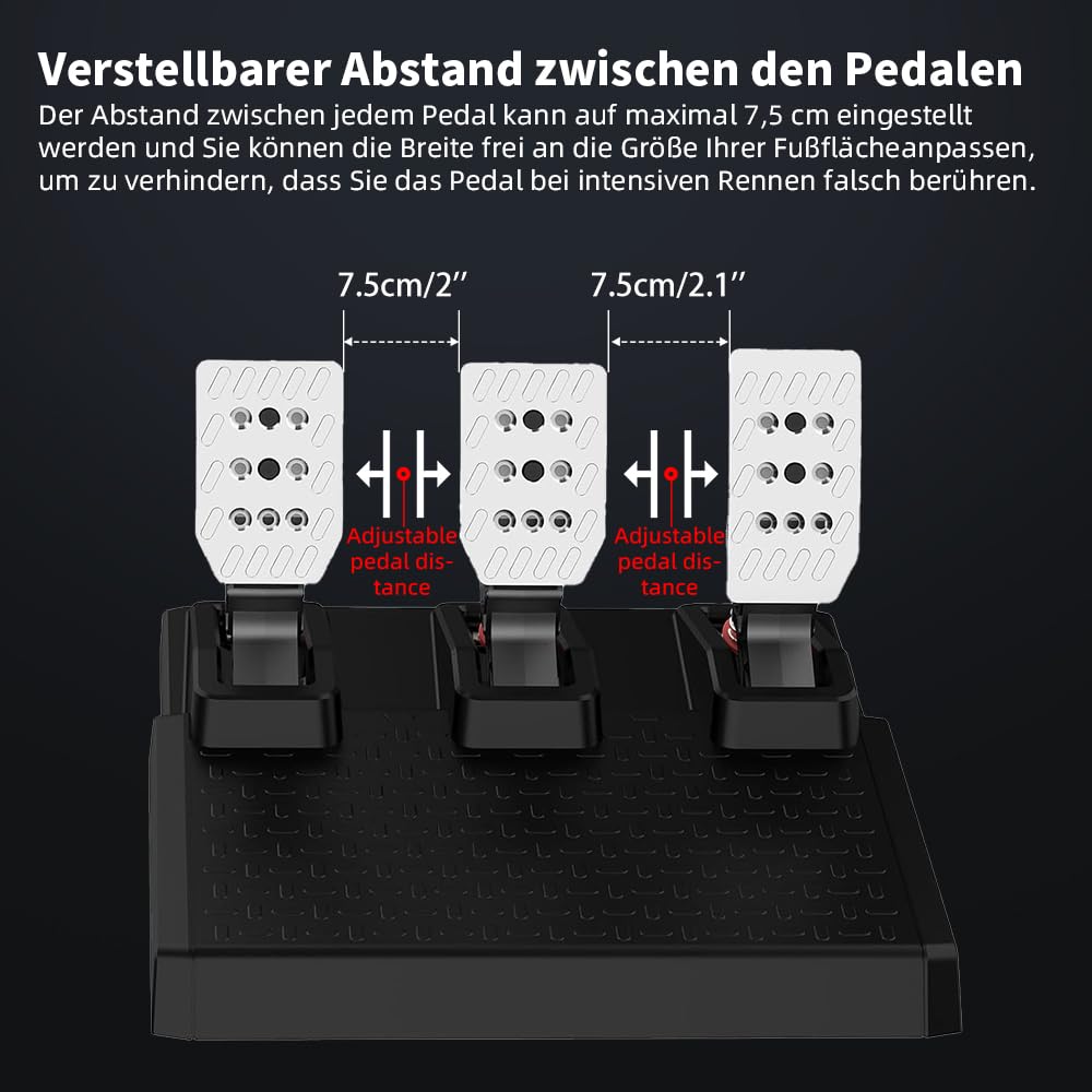 DOYO Racing Pedale, PC Gaming Lenkrad Pedal Set, Austauschbare Federn, Einstellbar, Kompatibel mit P