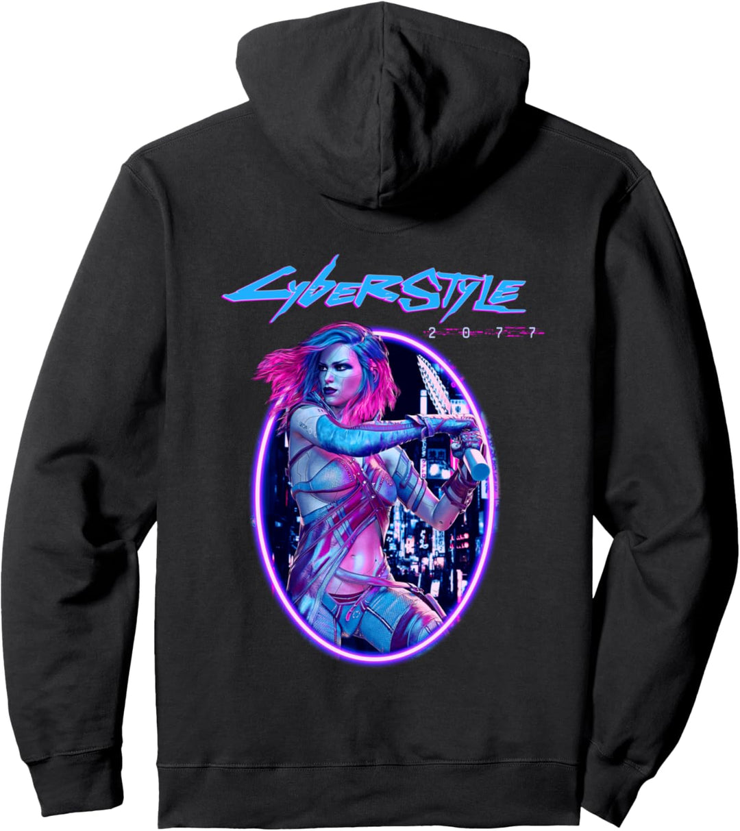 Cyborg Frau Cyberstyle 2077 Cyberpunker Pullover Hoodie