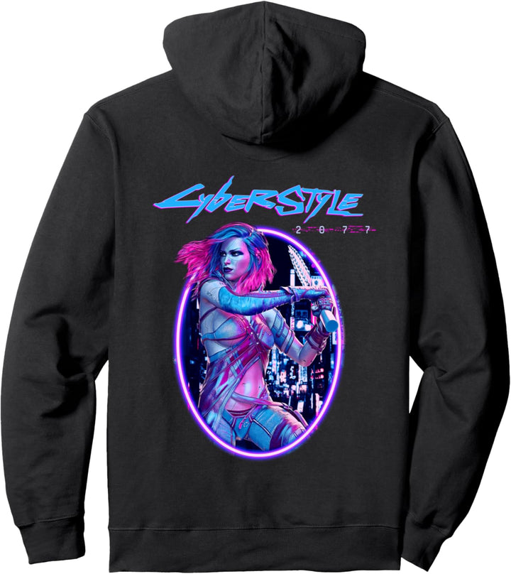 Cyborg Frau Cyberstyle 2077 Cyberpunker Pullover Hoodie