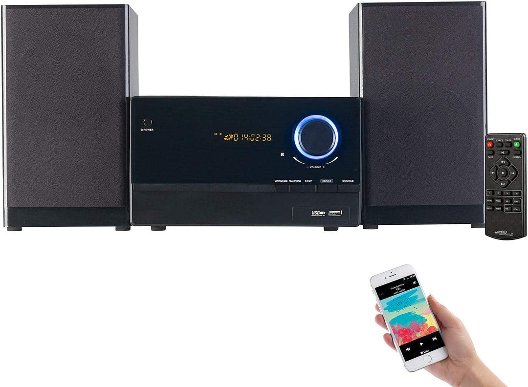 auvisio Mini Stereoanlage: Micro-Stereoanlage, CD-Player, Radio, MP3-Player, Bluetooth, 60 Watt (Min