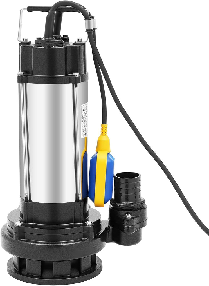 1500W 36000 L/H Edelstahl Schmutzwasserpumpe Schumutzwasser Fäkalienpumpe Schwimmerschalter, Wassere